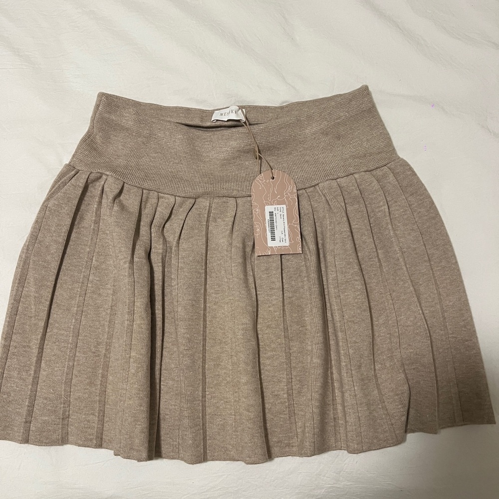 Angel Tan A-Line Pleated Skirt